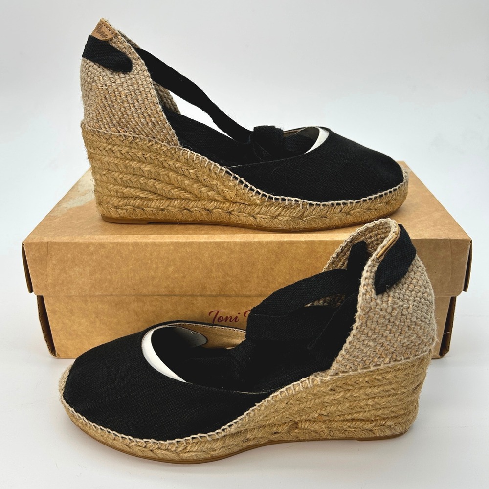 Vegan Wedge Espadrilles Toni Pons Calonge Sz EU 36, US 6 Black Hand Stitched NEW